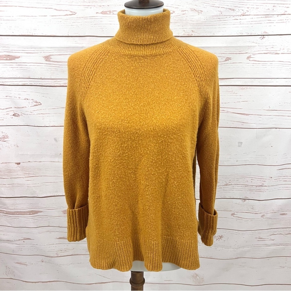 J. Crew Plush Relaxed Fit Warm Fuzzy Mustard Turtleneck Sweater